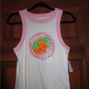 NWT Old Navy Pink and White Graphic Tank Top